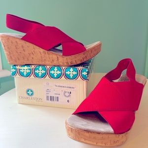 NWT Charleston Shoe Co Red Wedge Sandal